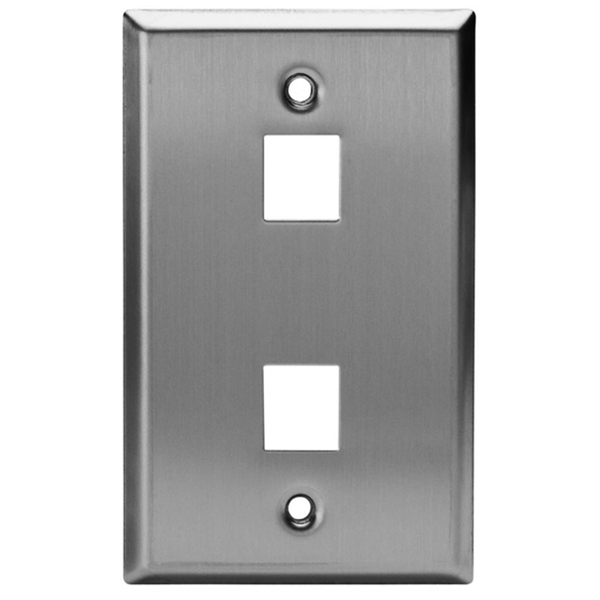 Two Port Stainless Steel Faceplate for Wall Jacks